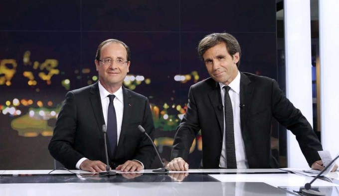 François Hollande et David Pujadas - Photo: Reuters